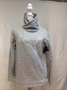 Puma Women's Light Gray Funnel Cowl Neck Sweatshirt